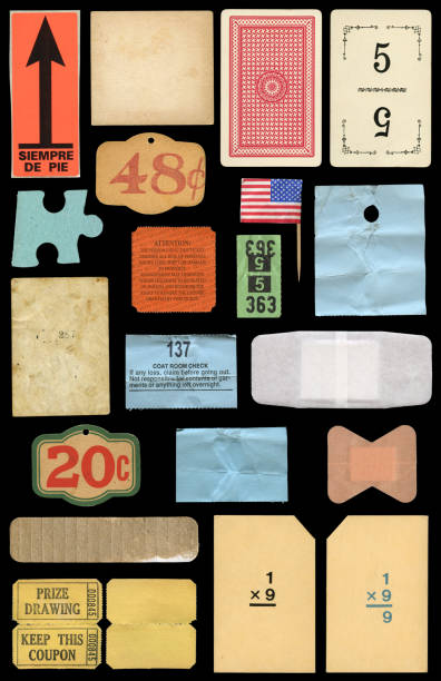 a collection of varied paper and card ephemera against black