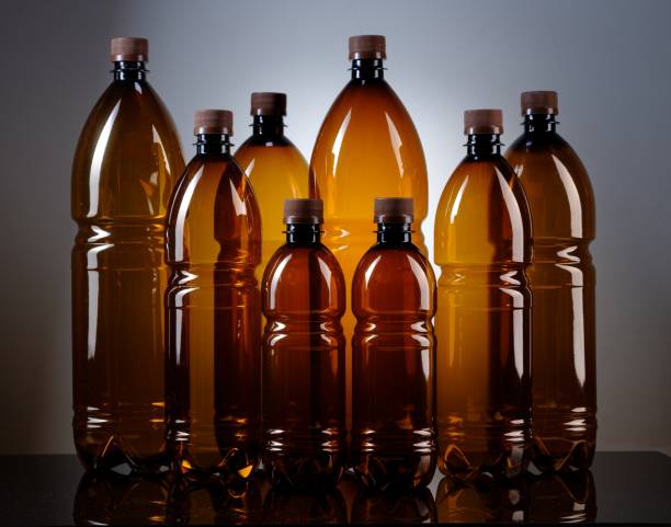 close up of a plastic bottle. stock photo