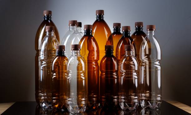 close up of a plastic bottle. stock photo