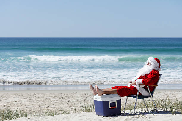 Santa on the Beach stock photo