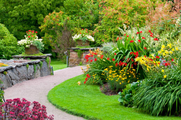 Flowerbeds and flowerpots