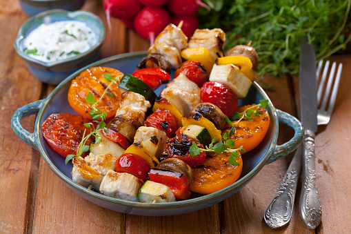 Grilled chicken skewer