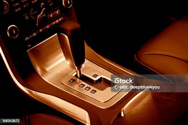 Modern Car Automatic Gearshift Red Toned Image Stock Photo - Download Image Now - Status Car, Car, Indoors