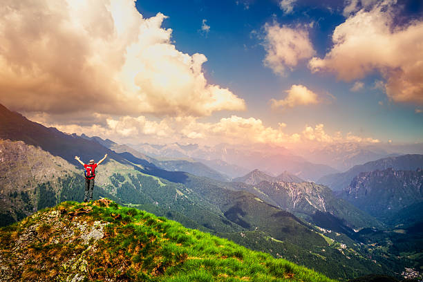 istock Walker Hiker Men on top of the Mountain 168351165