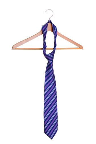 necktie on hanger isolated on white