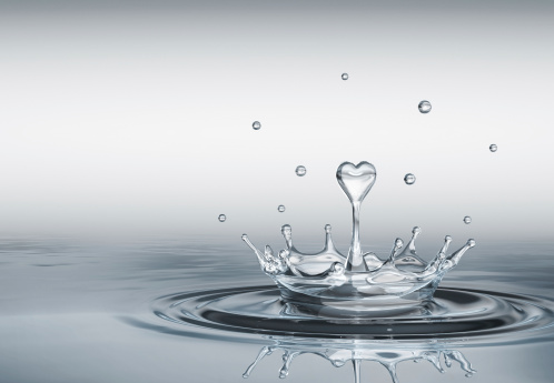 3D Illustration.Colorless water on white background. Drops of water. Serum. (Horizontal)
