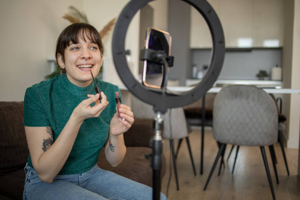 istock Young woman is recording a vlog 1683583754