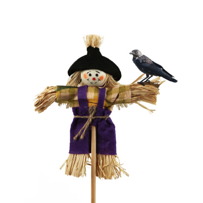 Halloween Scarecrow Cross with Cloak with Funny Pumpkin as Head. 3D Illustration. File with Clipping Path.