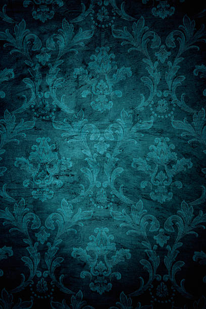 teal grunge tło wiktoriański - paisley textile floral pattern pattern zdjęcia i obrazy z banku zdjęć
