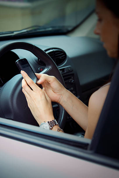 Text and Driving stock photo