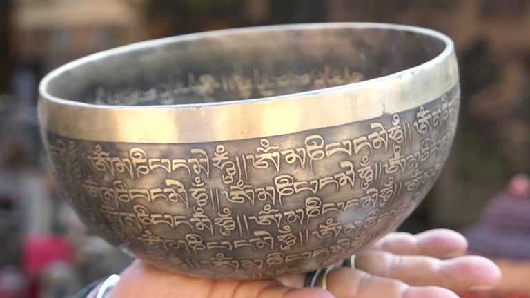 Singing Bowl with Nepalis Text Design