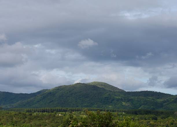 istock Green trees, mountain and couldy sky 1683680567