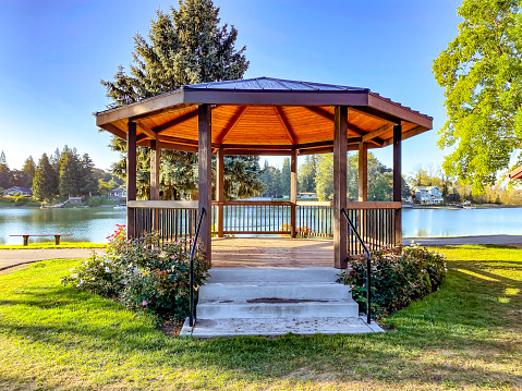 A gazebo is available for all to use at the park.