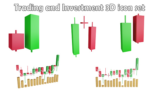 Trading and investment clipart element ,3D render trading concept isolated on white background icon set No.2