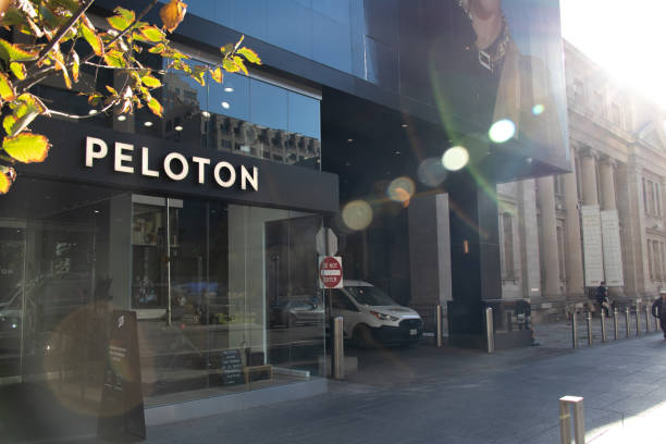 A Peloton storefront in downtown Toronto. stock photo