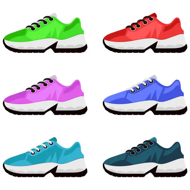 Vector illustration of Sneakers shoe vector set