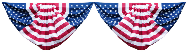 Patriotic Bunting Decorations for the upcoming election or celebration of holidays are isolated with clipping path against a white background.