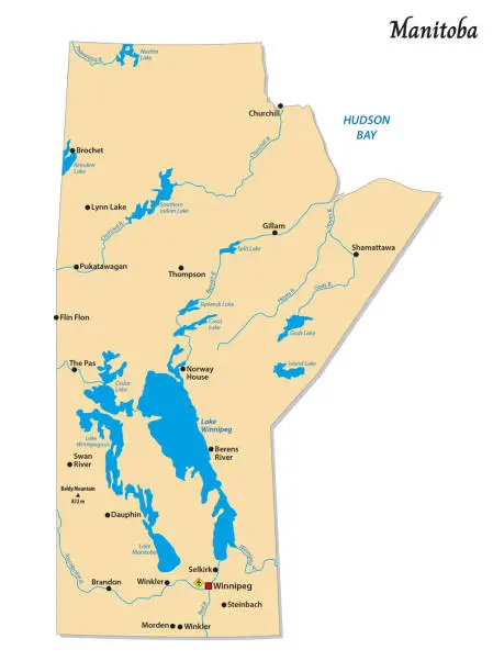 Vector illustration of Simple vector map of Manitoba, Canada