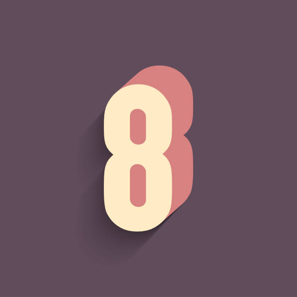set of 3d numbers on dark background, 3d rendering, graphic design, eight