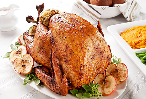 giorno del ringraziamento turchia - stuffed turkey foto e immagini stock