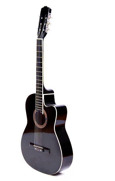 Black Acoustic Guitar stock photo