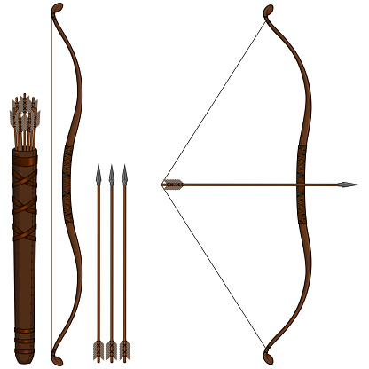 Archery kit vector design for target shooting, Bow Arrow Quiver illustration