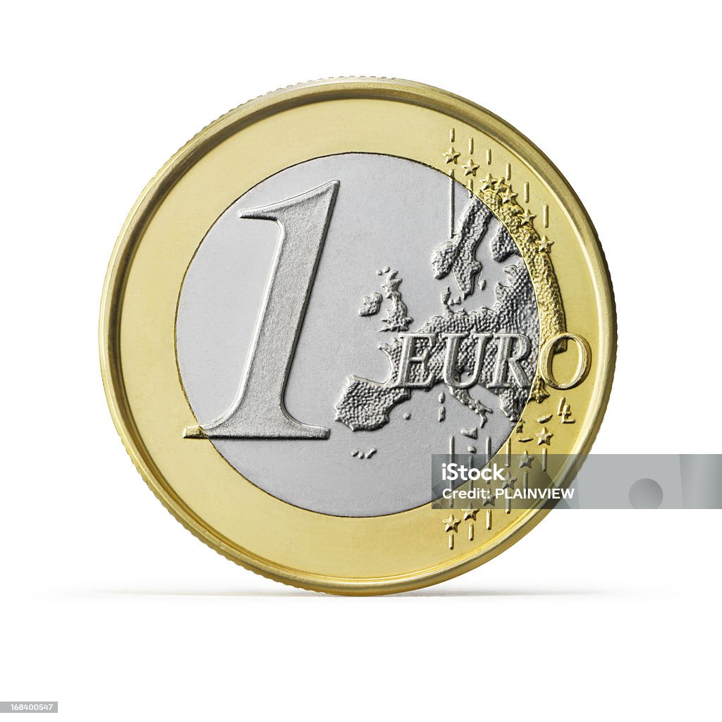 Um Euro - Foto de stock de Moeda de Um Euro royalty-free