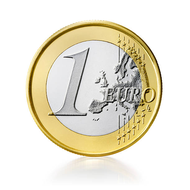moneda euro (clipping path (borde de corte - one euro coin fotografías e imágenes de stock