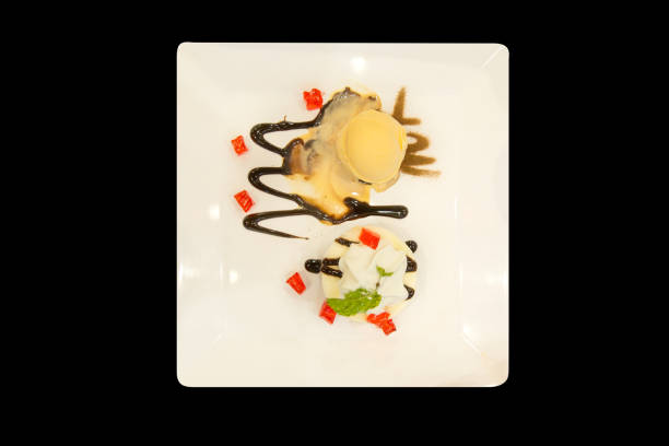 Die cut of ice scream cake for birthday on black isolated.