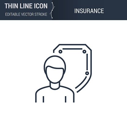 Insurance Icon - Thin Line Business Symbol. Perfect for Web Design. High-Quality Outline Vector Concept. Premium, Minimalist, Elegant Logo
