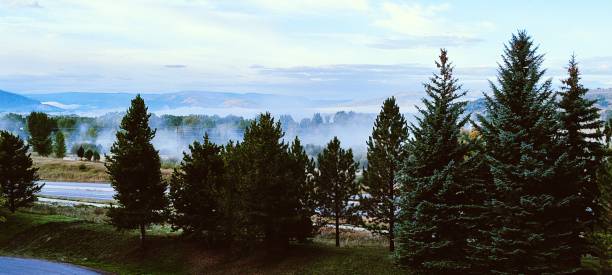 Steamy Mountain Morning stock photo