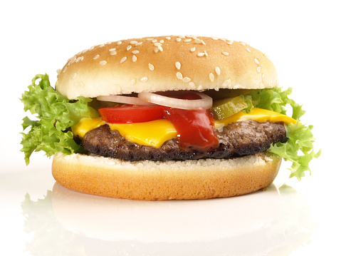 Grilled Cheeseburger on white Background