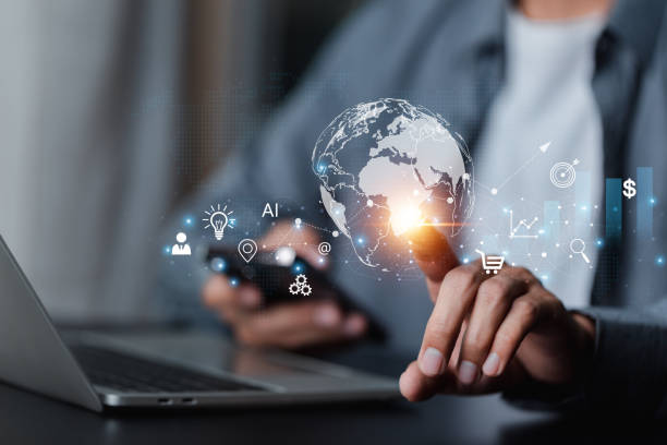 istock Businessmen use Internet connection technology and digital marketing , digital marketing technology concept . 1684058580