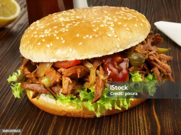 Beef Fast Food Pulled Beef Hamburger Fast Food Stock Photo - Download Image Now ...