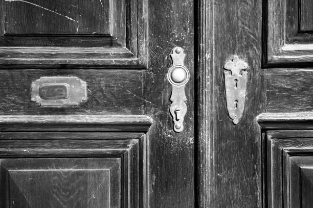 Black and white photo with graphic elements