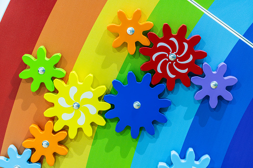 Colorful gears, colorful wooden block toys