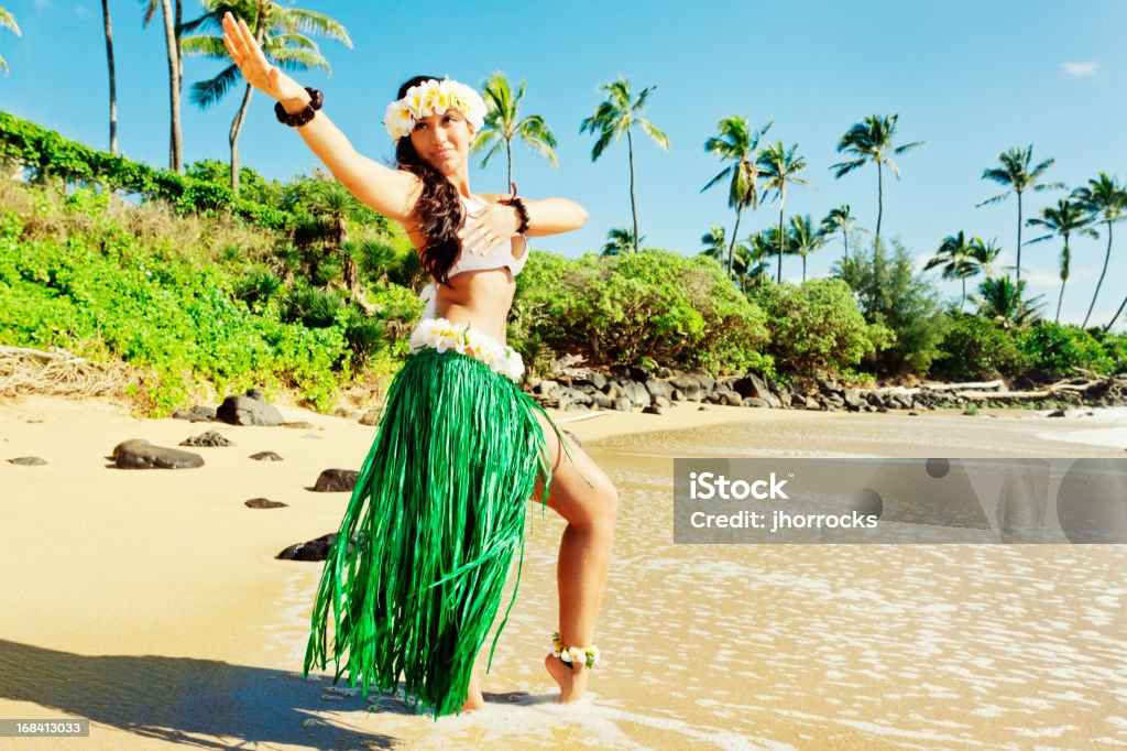 Danseuse de Hula au bord de la plage - Photo de Big Island - Îles Hawaï libre de droits