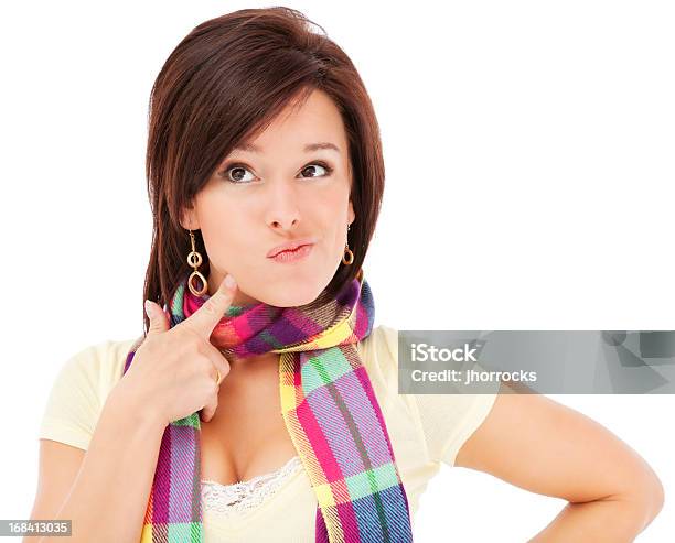 Contemplative Young Woman In Colorful Scarf Stock Photo - Download Image Now - 18-19 Years, 20-29 Years, Adult