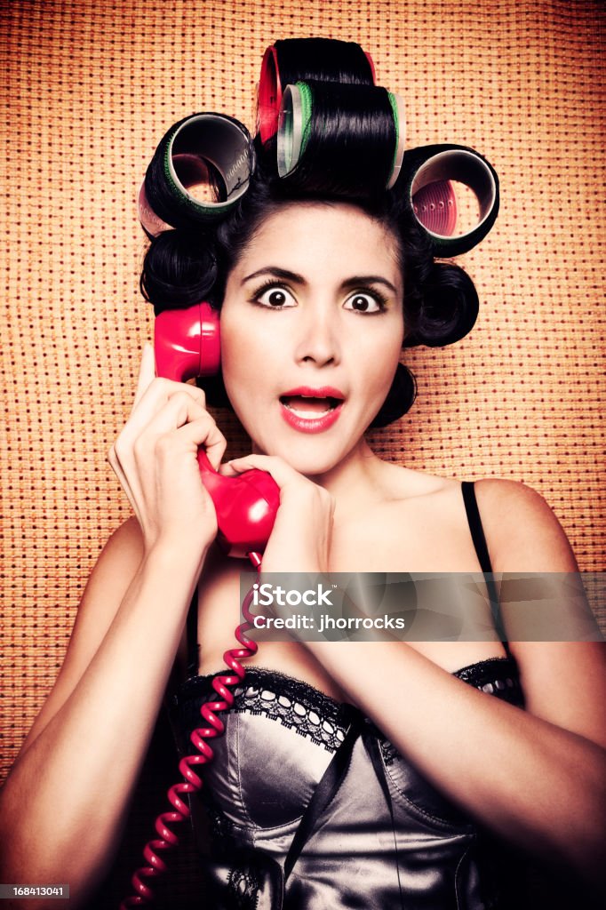 Retro mulher ao telefone interrompido - Royalty-free Estilo retro Foto de stock