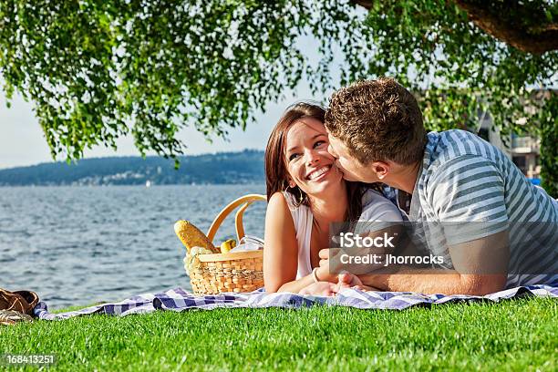 Young Couple On Romantic Picnic Stock Photo - Download Image Now - Lake, Picnic, 20-29 Years