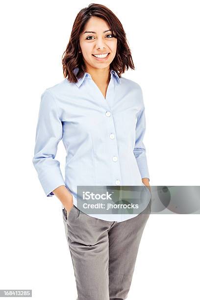 Attractive Young Hispanic Businesswoman Stock Photo - Download Image Now - Women, White Background, One Woman Only