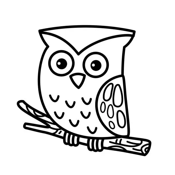 Vector illustration of Illustration black and white owl