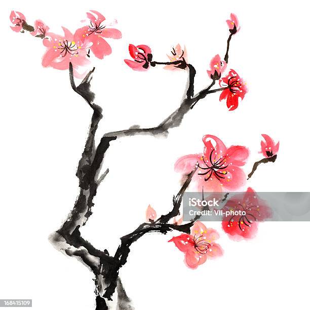 Fleur De Prunier Vecteurs libres de droits et plus d'images vectorielles de Culture chinoise - Culture chinoise, Japon, Encre