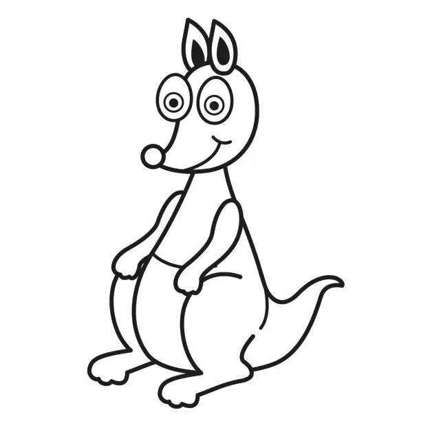 Vector illustration of Illustration of isolated colorful and black and white kangaroo
