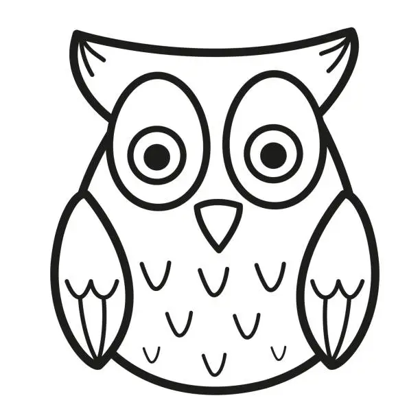 Vector illustration of Illustration black and white owl