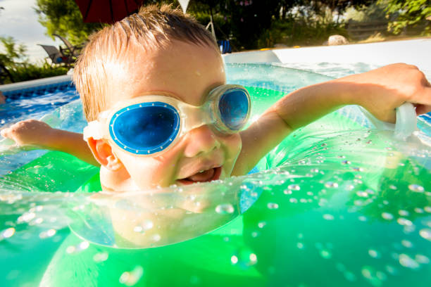 istock Cute Little Boy in Pool 168415823