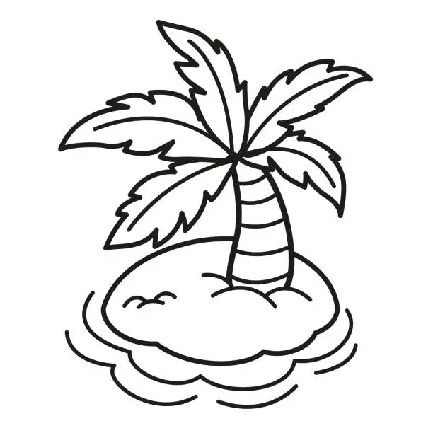 Vector illustration of Illustration black and white island