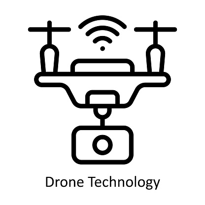 Drone Technology vector  outline Icon Design illustration. Artificial intelligence Symbol on White background EPS 10 File