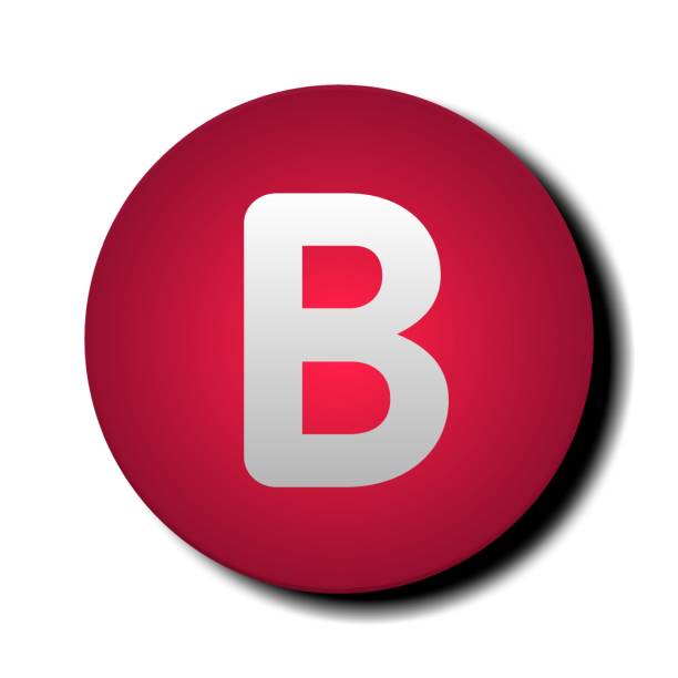 Letter B alphabet Capital on red sphere on white background