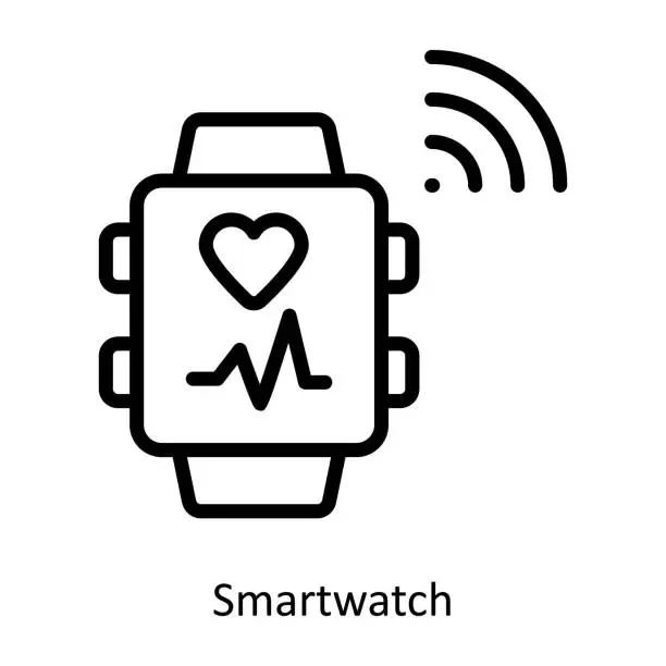 Vector illustration of Smart watch vector  outline Icon Design illustration. Artificial intelligence Symbol on White background EPS 10 File